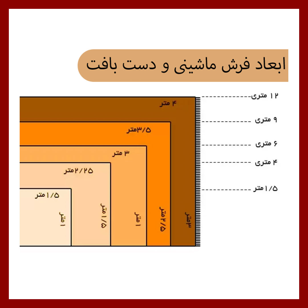 ابعاد فرش راهنمای اندازگیری سایز فرش